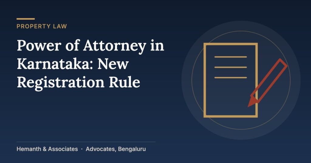 Illustration of a document and pen for power of attorney in Karnataka