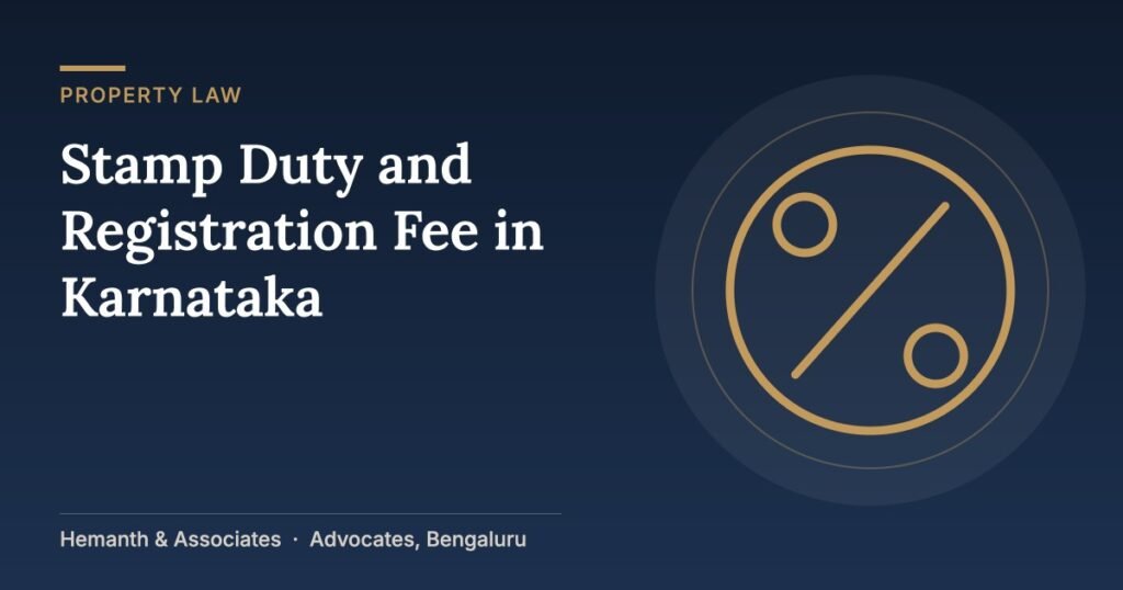 Percentage symbol for stamp duty and registration fee in Karnataka