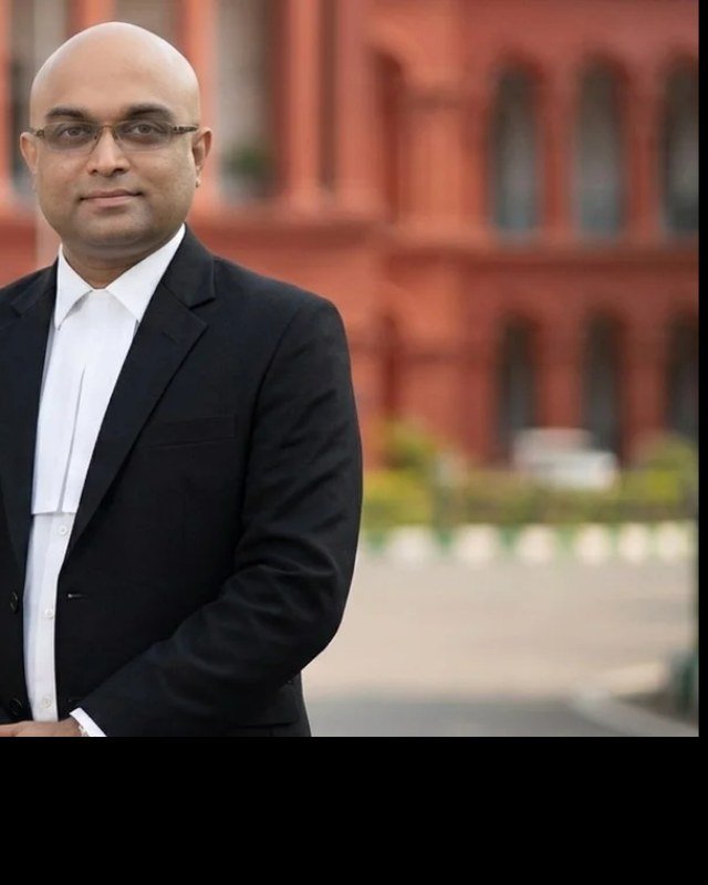 Advocate Hemanth S outside the High Court of Karnataka, Bengaluru